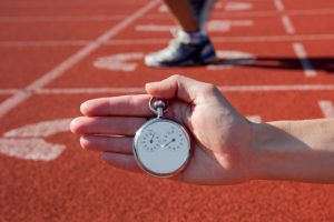 Athlete training with time clock