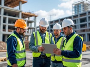 Project managers looking at a tablet